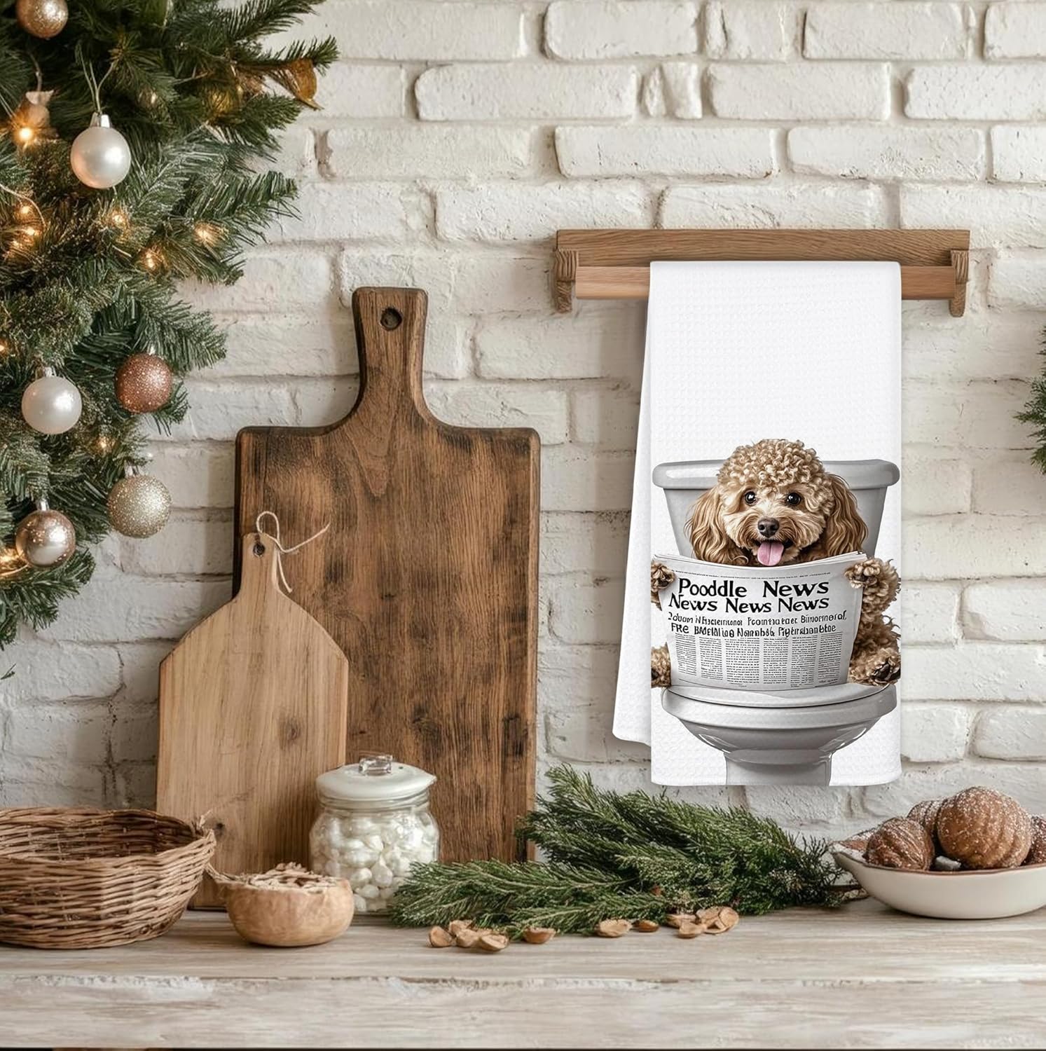 Funny Poodle Dog Hand Towels for Bathroom Washroom, Dog Bathroom Decor, Poodle Gifts for Women Dogs Lovers, Funny Puppy Dogs Bathrooms Hand Towels, 16x24 Inch - Image 4