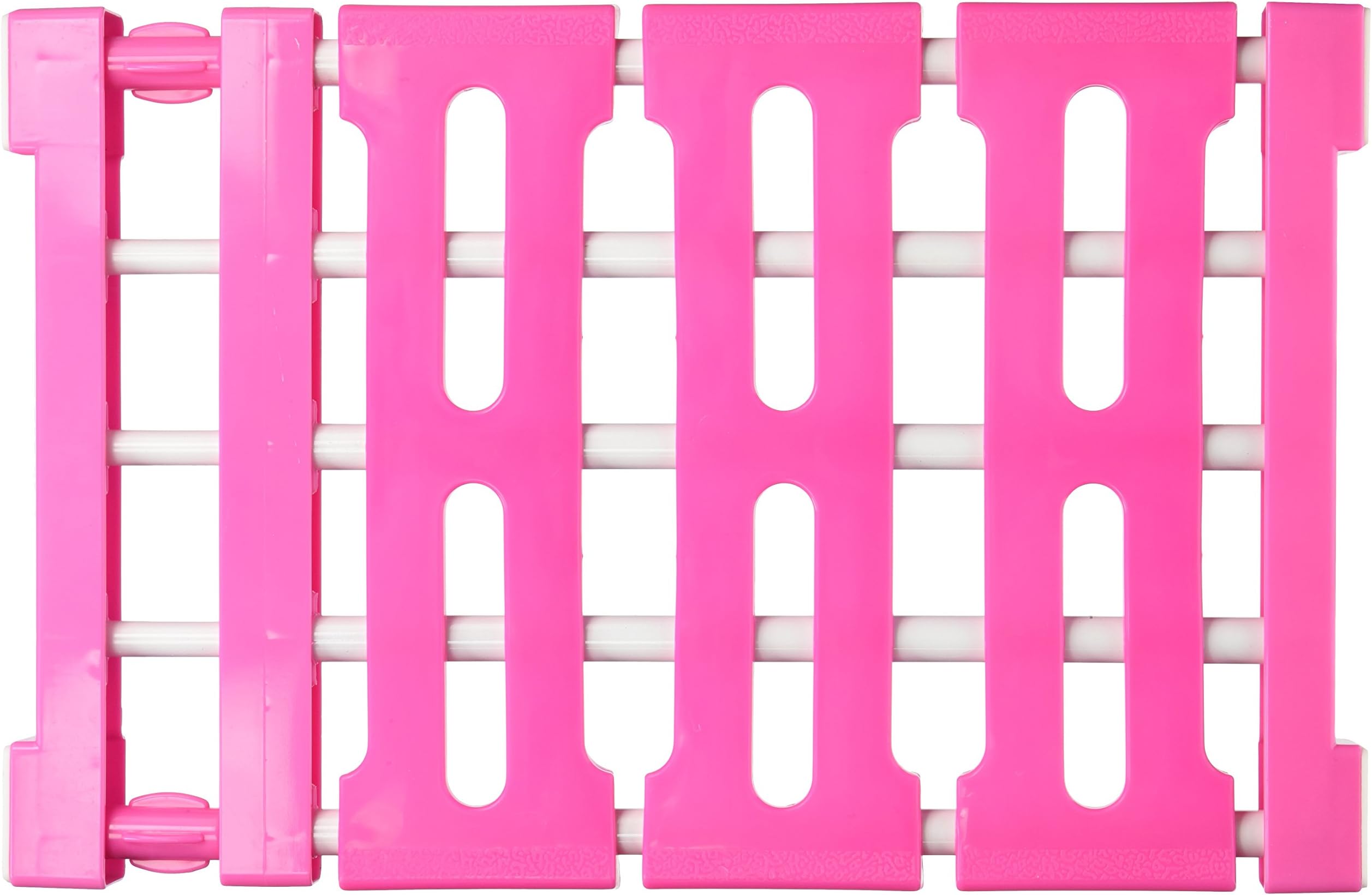 Gogglire Innovative Telescopic Tiered Storage Rack Closet Space Separator for Kitchen, Bathroom, Living room, Balcony, Corridor Free Drill Multifunction Plastic Racks, 50 - 80cm, Pink