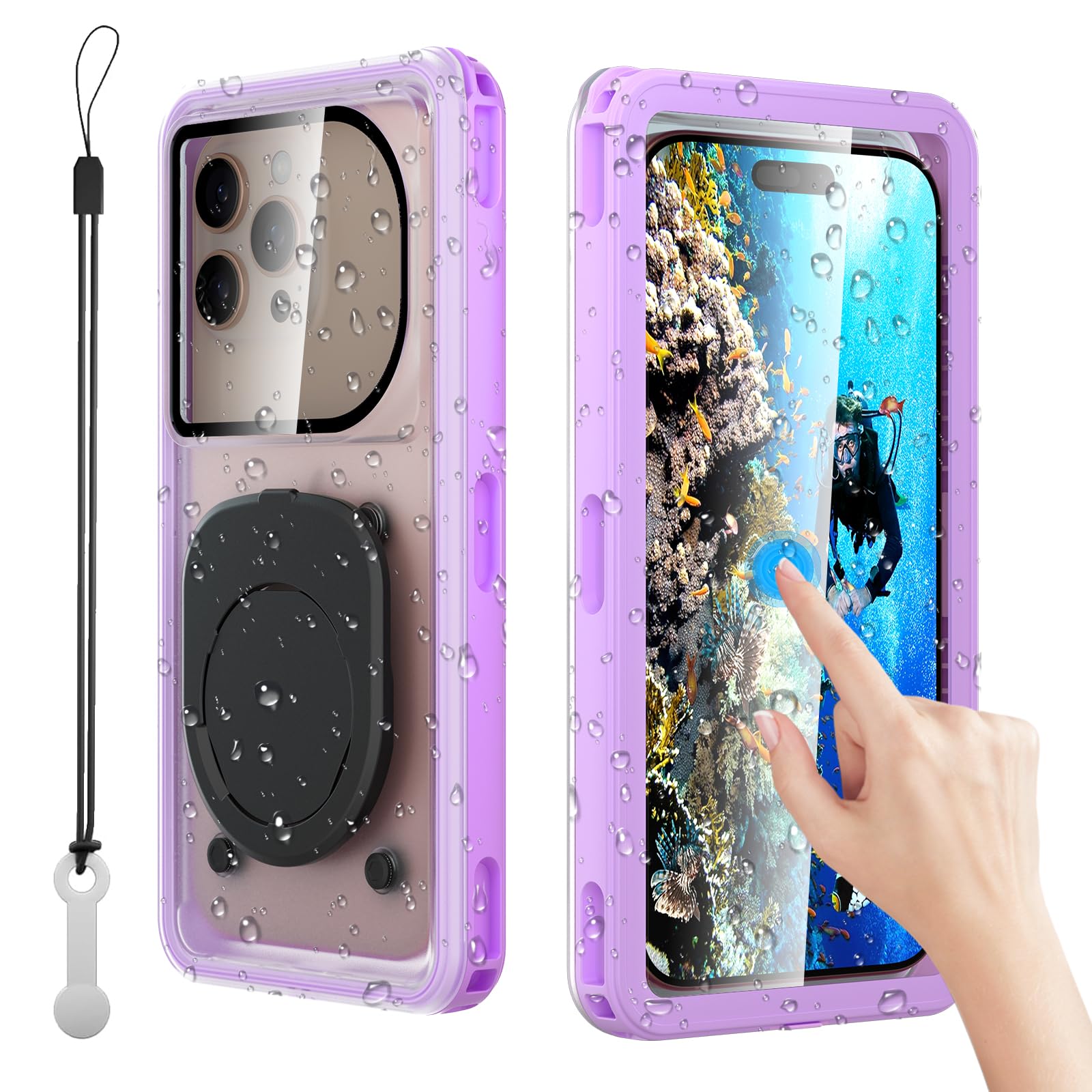 Kehuitry Waterproof Phone Case IPX8 for iPhone 17/16/15/14 Pro Max – Touchscreen Dry Bag with Lanyard, Floating Protection for Beach, Pool, Cruise,