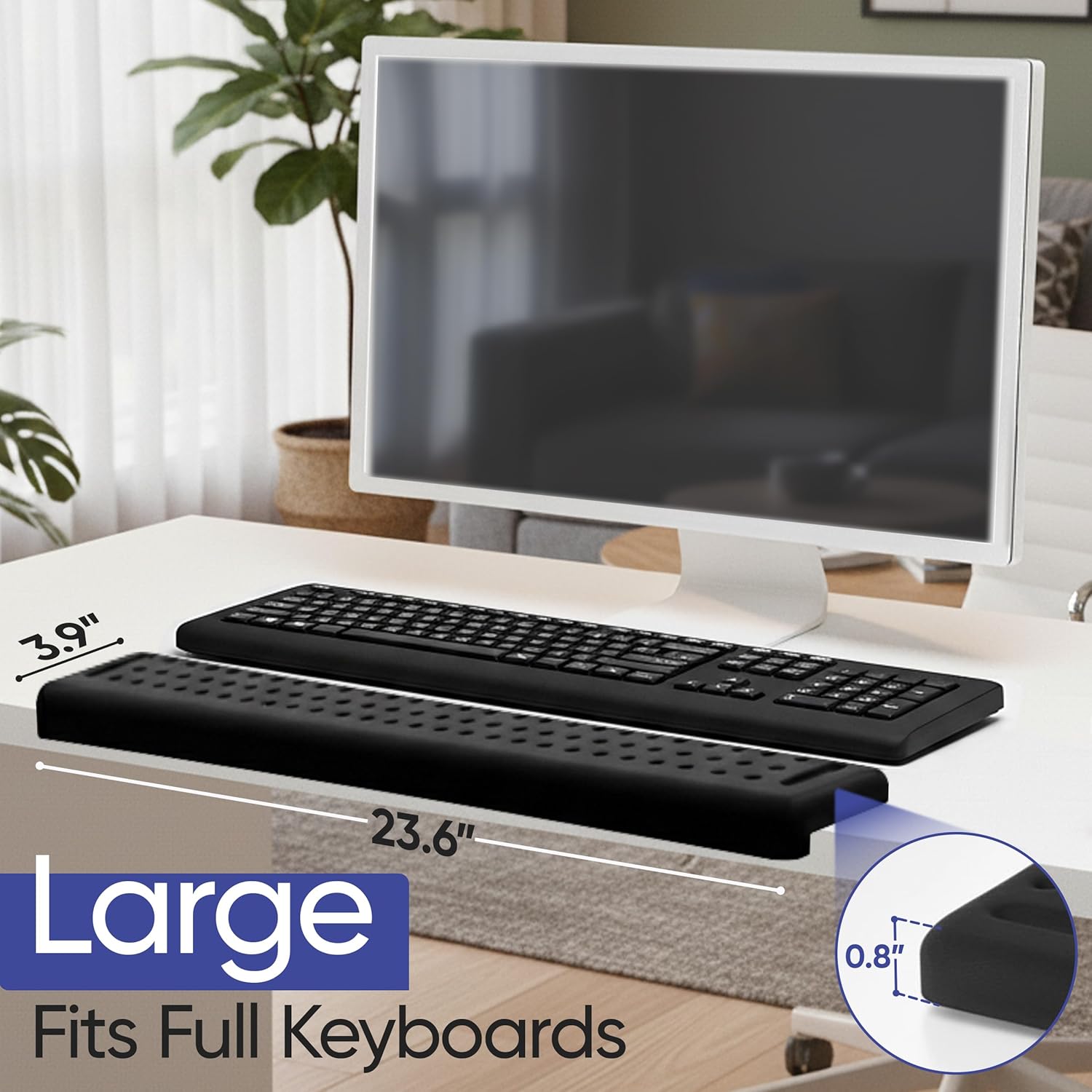 Keyboard Wrist Rest with Edge Protector - 23.6 Inch L Shaped Computer Desk Pad - Ergonomic Memory Foam Wrist Support for Keyboard - for Office, Gaming, Computers and Laptops - Smooth Cover Cushion