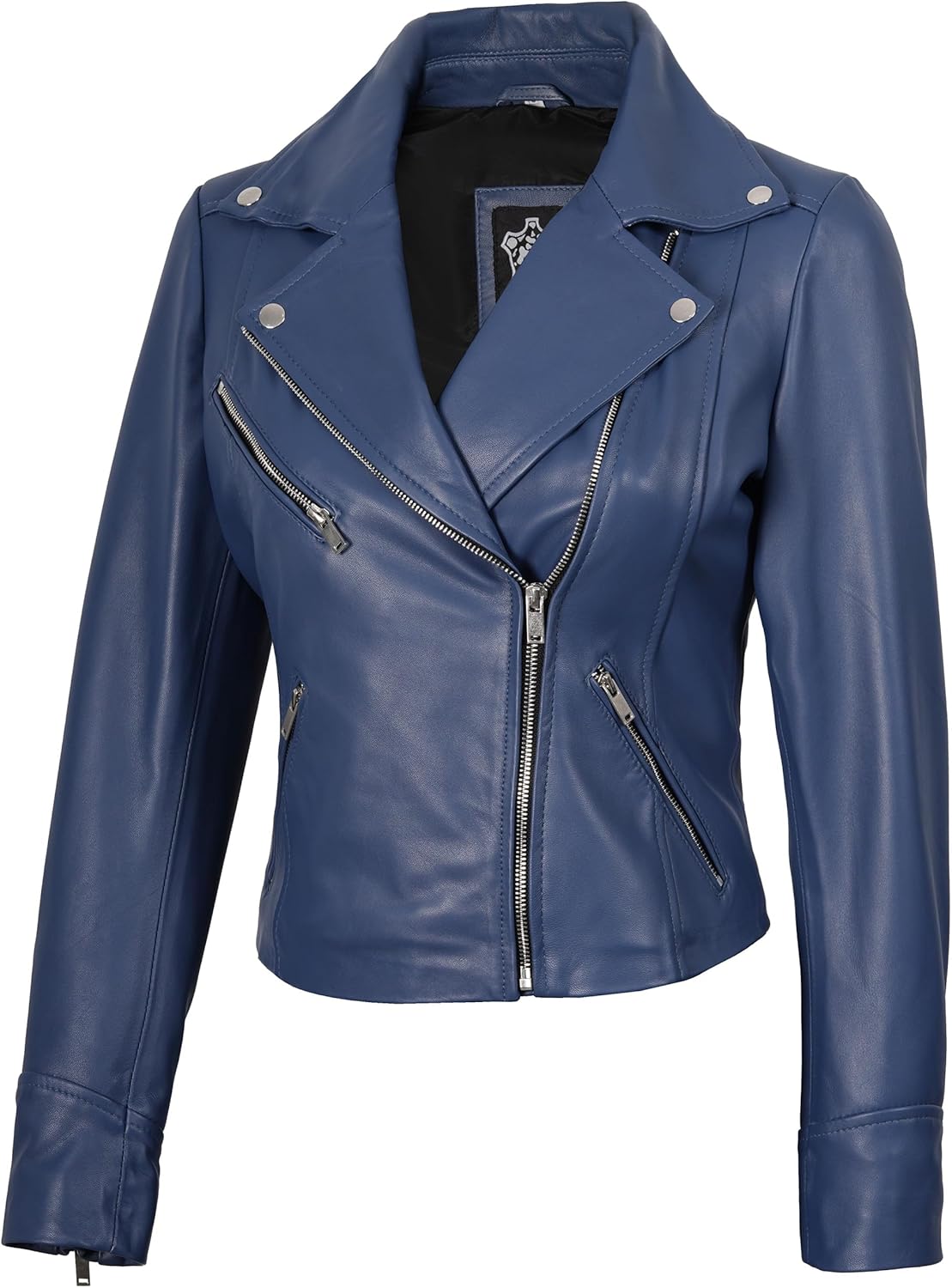 Blingsoul Womens Real Leather Jacket - Asymmetrical Leather Jackets for Women