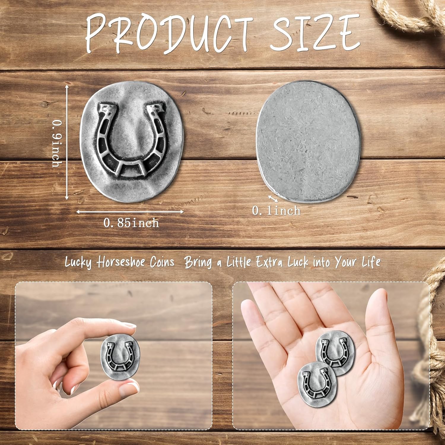 20 Pack Lucky Horseshoe Coins Bulk - Good Luck Charm Pocket Token - Pewter Metal Horseshoe Lottery Ticket Scratcher & Poker Card Guard, Casino Theme Party Favors Gifts for Men, Gamblers, Friends