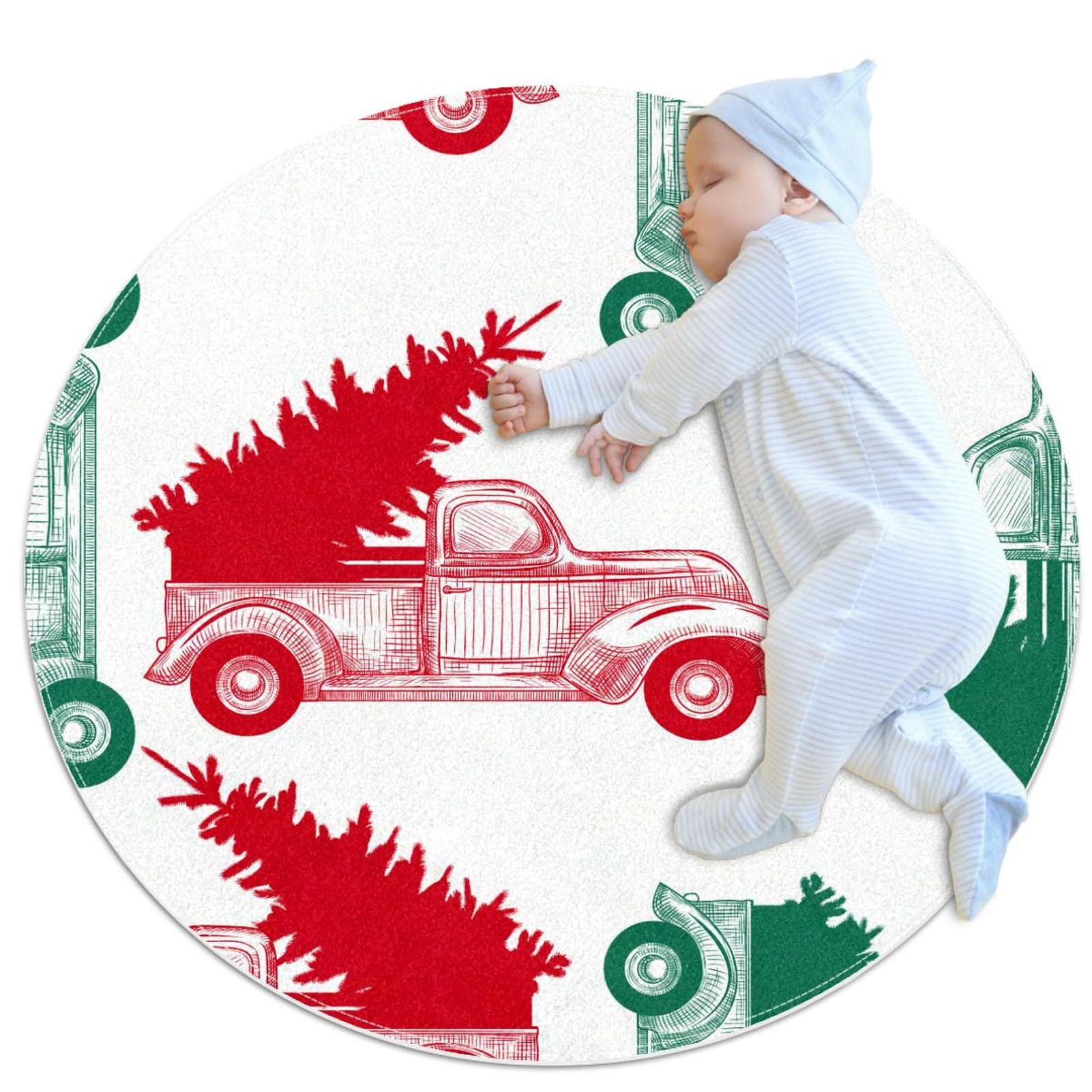Tapis rond 31.5x31.5IN antidérapant pour éviter les glissades avec motif voiture moderne