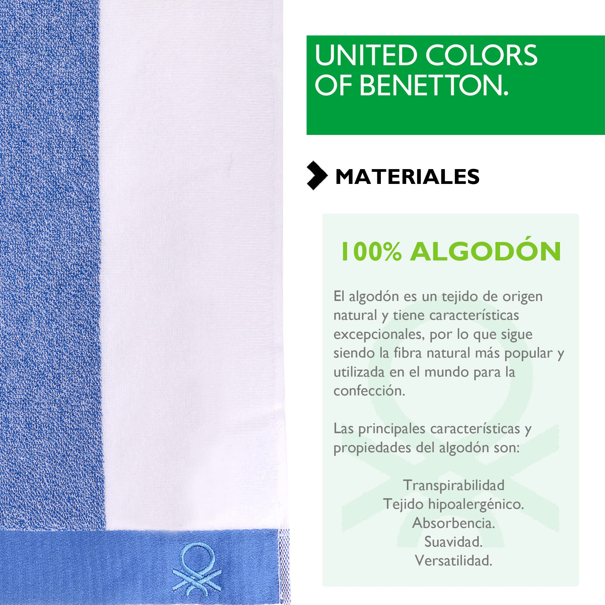 SET 2 TOALLA DE PLAYA 90X160CM 450GSM TERRY 100% ALGODON CASA BENETTON