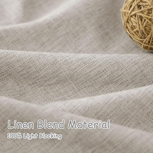 Miniatura 5 de UHITECH Cortinas opacas de lino natural para sala de estardormitorio, ventana pequeña de 54 pulgadas de largo, juego de 2 paneles de cortina negra