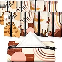 Vista 1 de 8 piezas de soporte para pañuelos de viaje, reutilizable, bolsa de tela con cremallera para bolsa, automóvil, oficina, hogar (Boho)