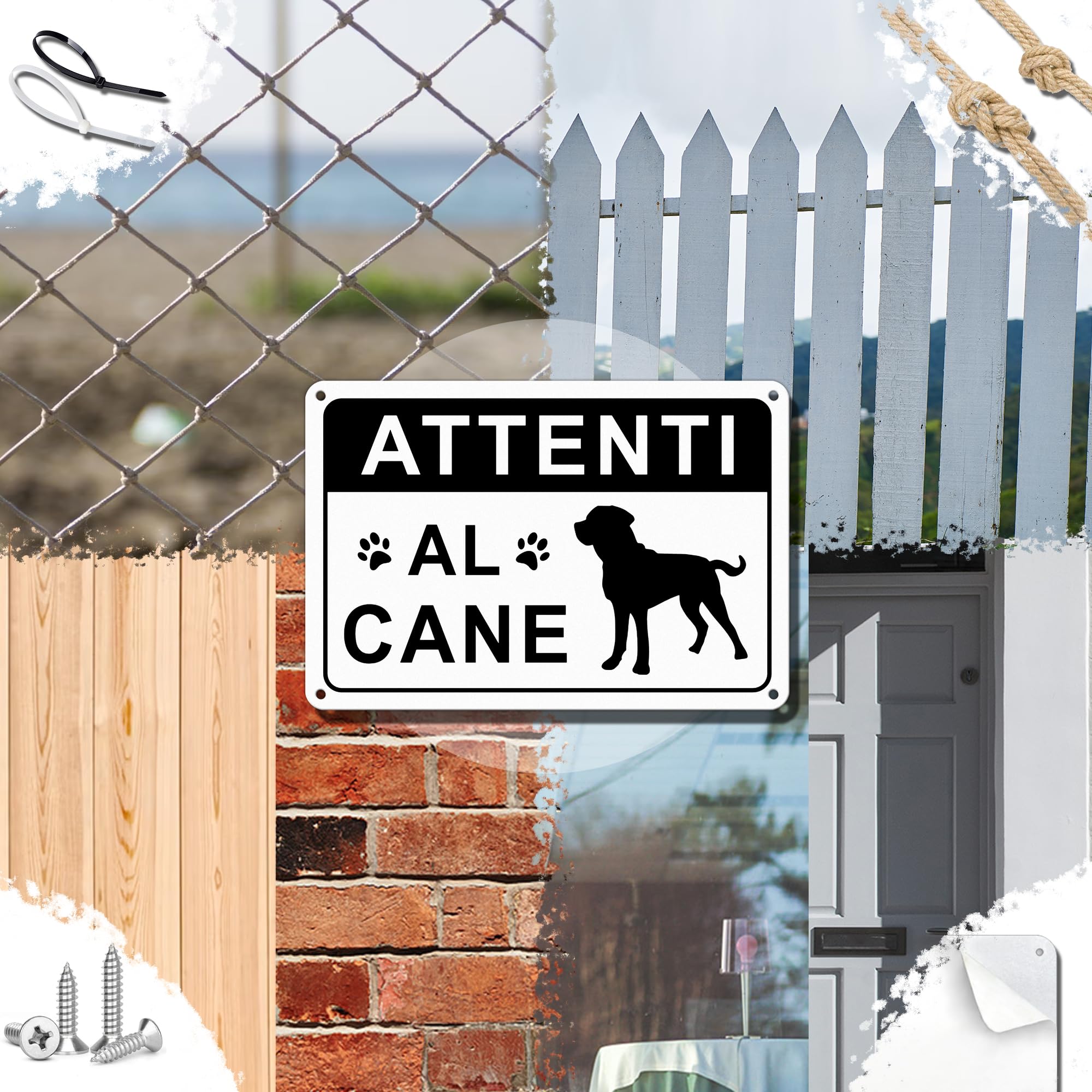 TAKULA Cartello Attenti al Cane Professionale 22x15cm - Alluminio Riflettente con Adesivo Forte - Impermeabile e Antigraffio - Ideale per Cancelli e Giardini