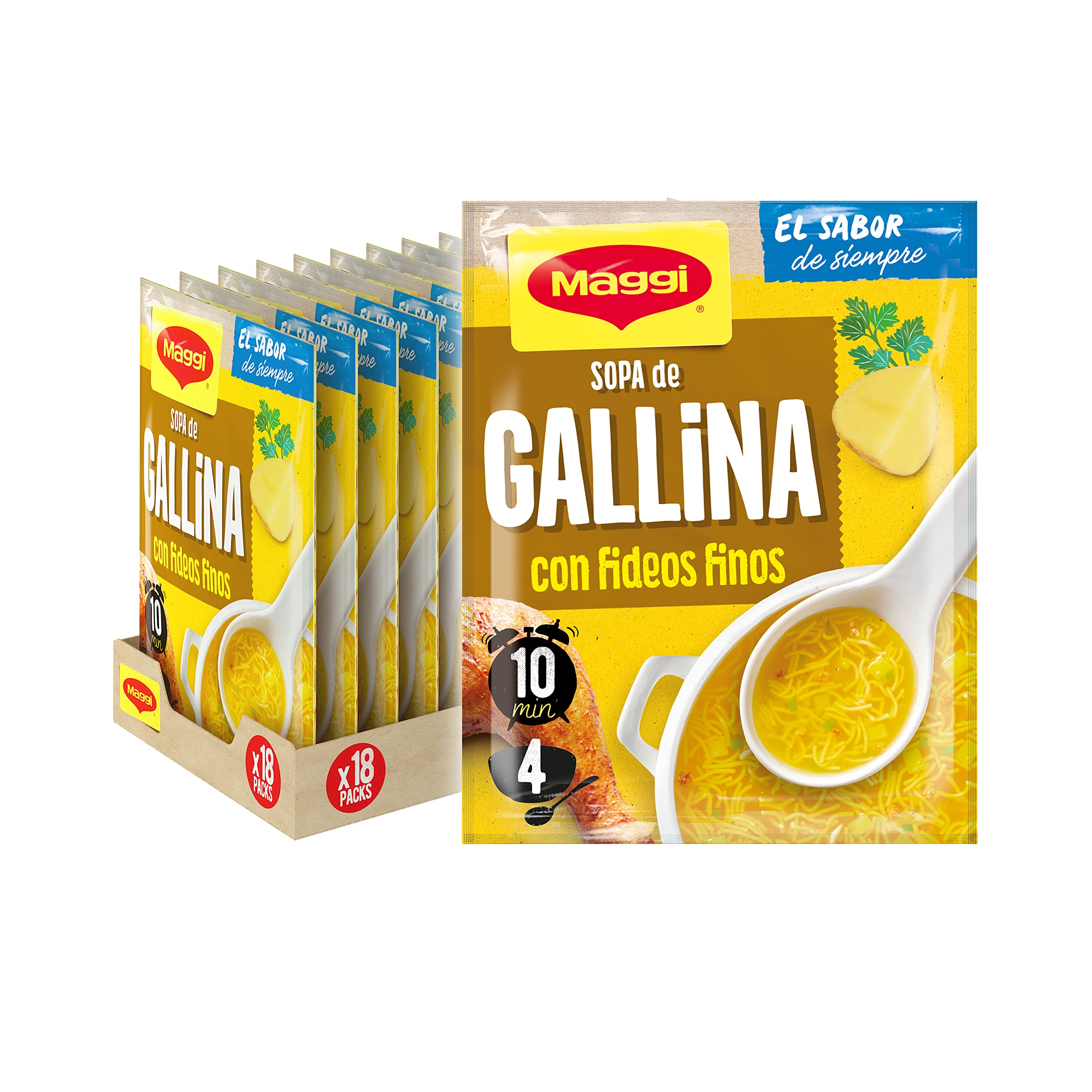 MAGGI Sopa de Pollo con Fideos Finos - Sopa Deshidratada - Pack de 18 x 82g (4 raciones por sobre) — view 9