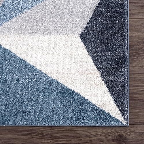 Miniatura 6 de Abani Rugs - Alfombra contemporánea con triángulos geométricos, rectangular, resistente a las manchas turcas de 5 x 8 pies, gris y azul