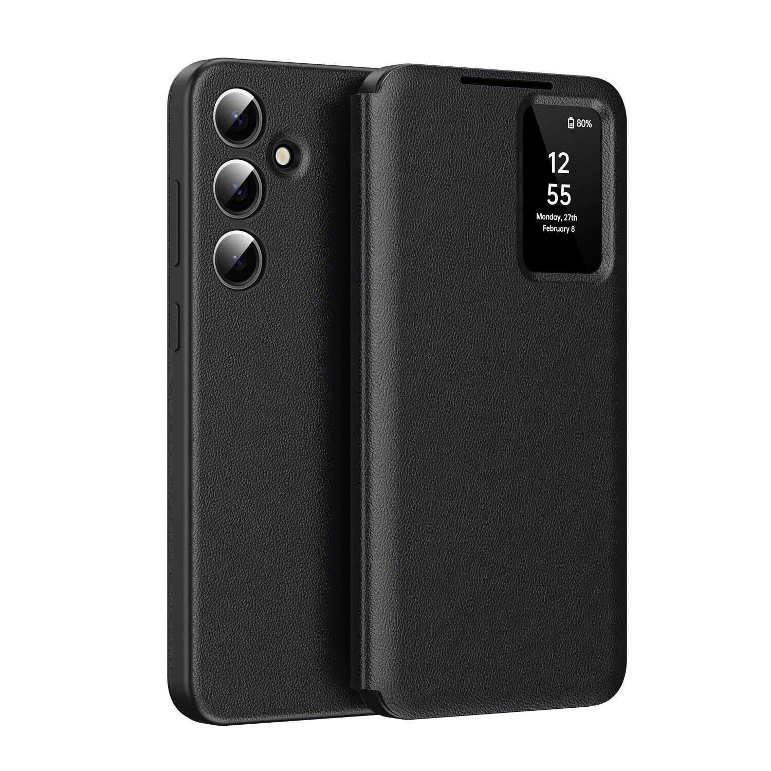 Housse Samsung S25 Ultra cuir noir à rabat pour vos déplacements pro