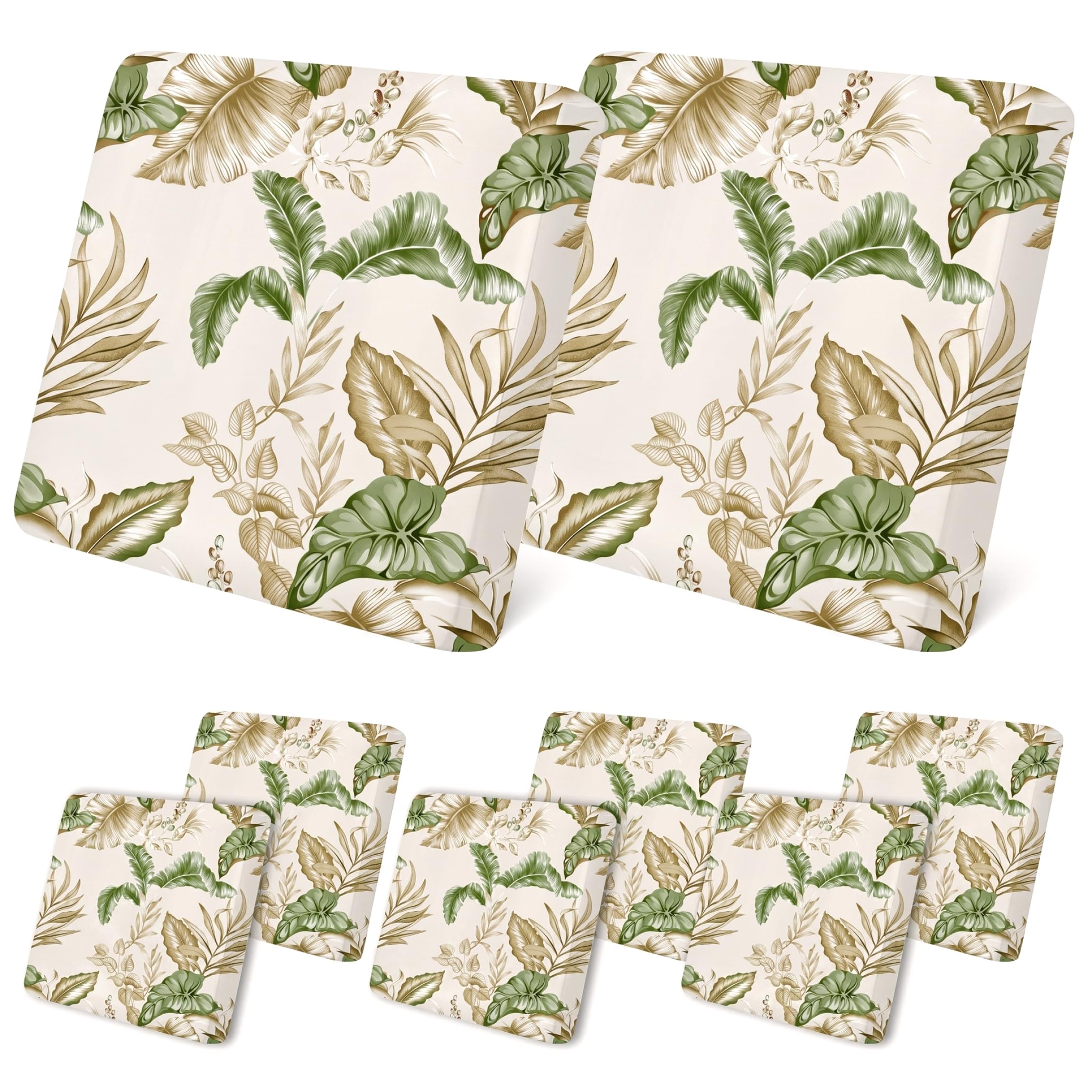 Otbushit 8PCS Washable Outdoor Cushion Cover, Stretchy Aesthetic Leaves Print Covers for Furniture, Outdoor Couch Cushion Covers