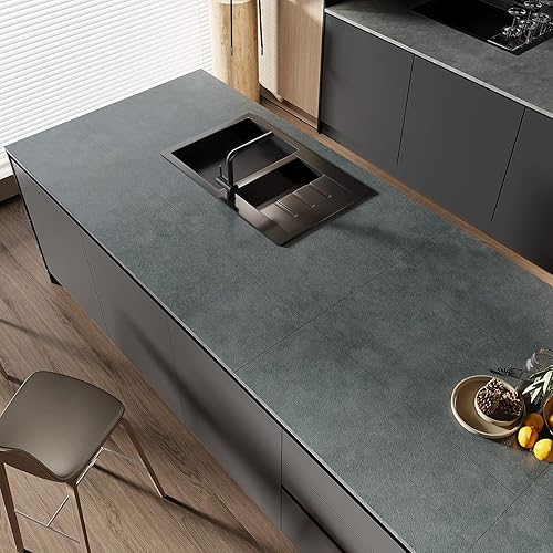 Miniatura 6 de VEELIKE Azulejos de suelo de gran tamaño de 12 x 24 pulgadas, impermeables, para despegar y pegar, azulejos de vinilo de aspecto concreto, paquete