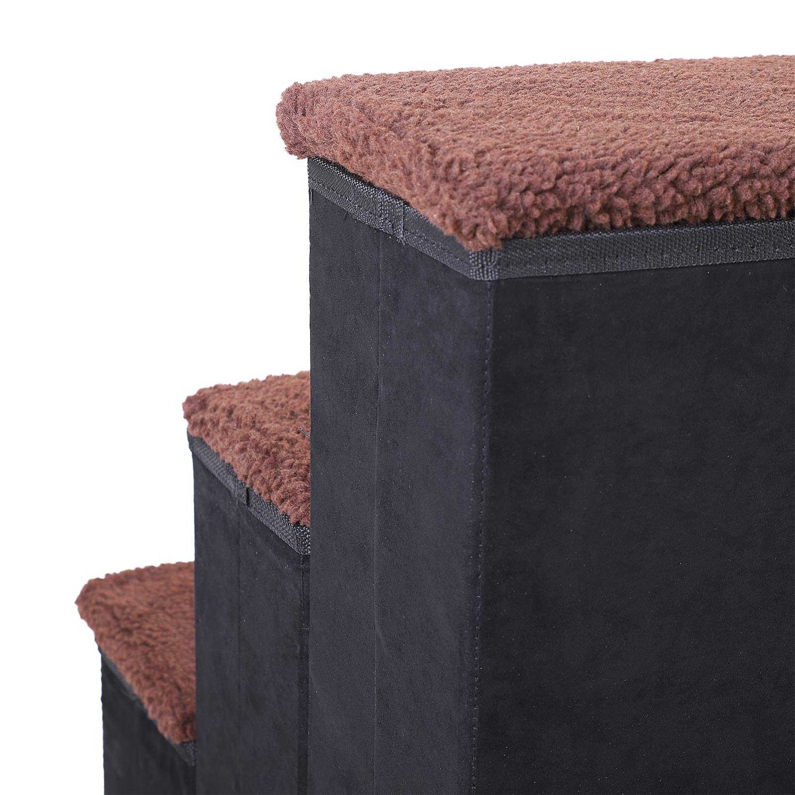 PawHut Scale Pieghevole a 3 Gradini per Animali Domestici con Rivestimento Rimovibile e Lavabile