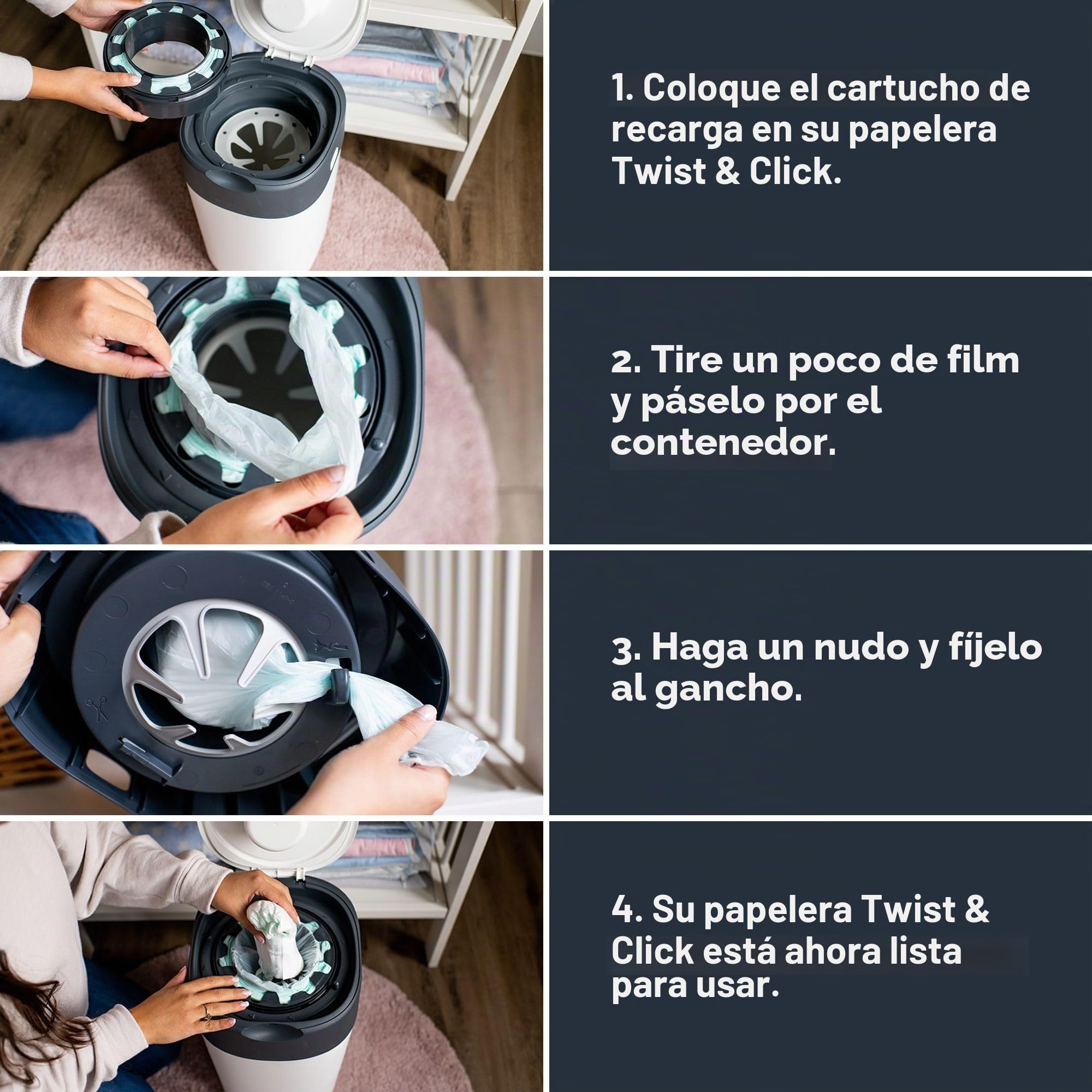 Tommee Tippee Recambios Para Contenedor Para Pañales Avanzado Twist and Click, Paquete de 12 (Solo compatibles con los contenedores Sangenic TEC y Twist and Click)