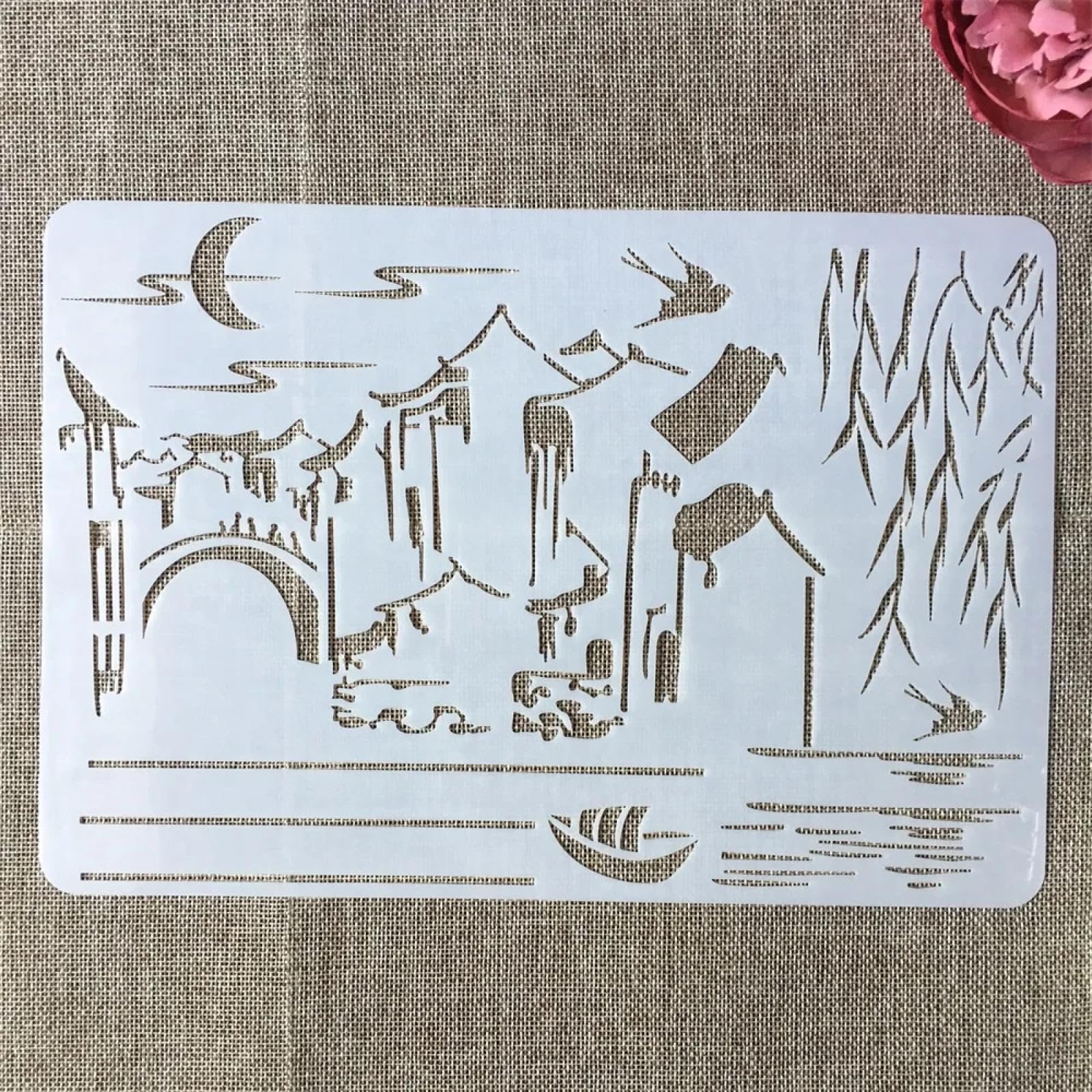 Plantillas reutilizables, 8 unidades, 29 cm, tamaño A4, plantillas de pared chinas para pintar, manualidades, plantillas para pintar sobre madera, decoración del hogar