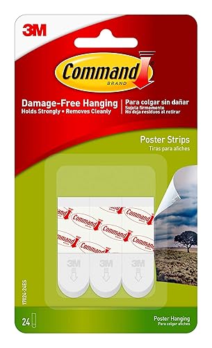 Command Poster Hanging Strips, Small, White, 24-Strips (17024-24ES) - 24 Strips - Single