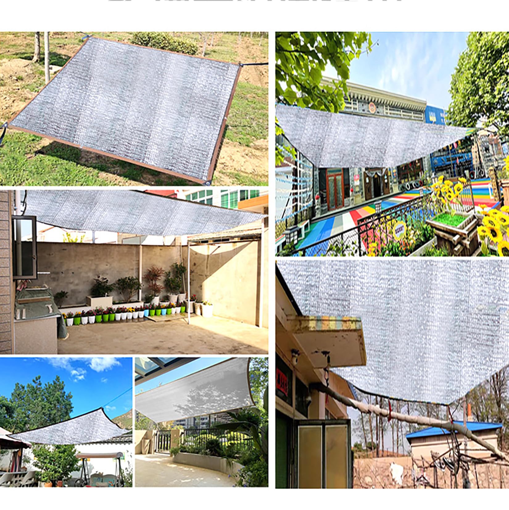 Filet D'ombrage en Aluminium 4x7m Voile D'ombrage 90% Sunblock Tissu D'ombrage HDPE Respirant Couverture Filet Résistant Aluminium pour Extérieu/Serre/Jardin/Pergola/Patio Lawn