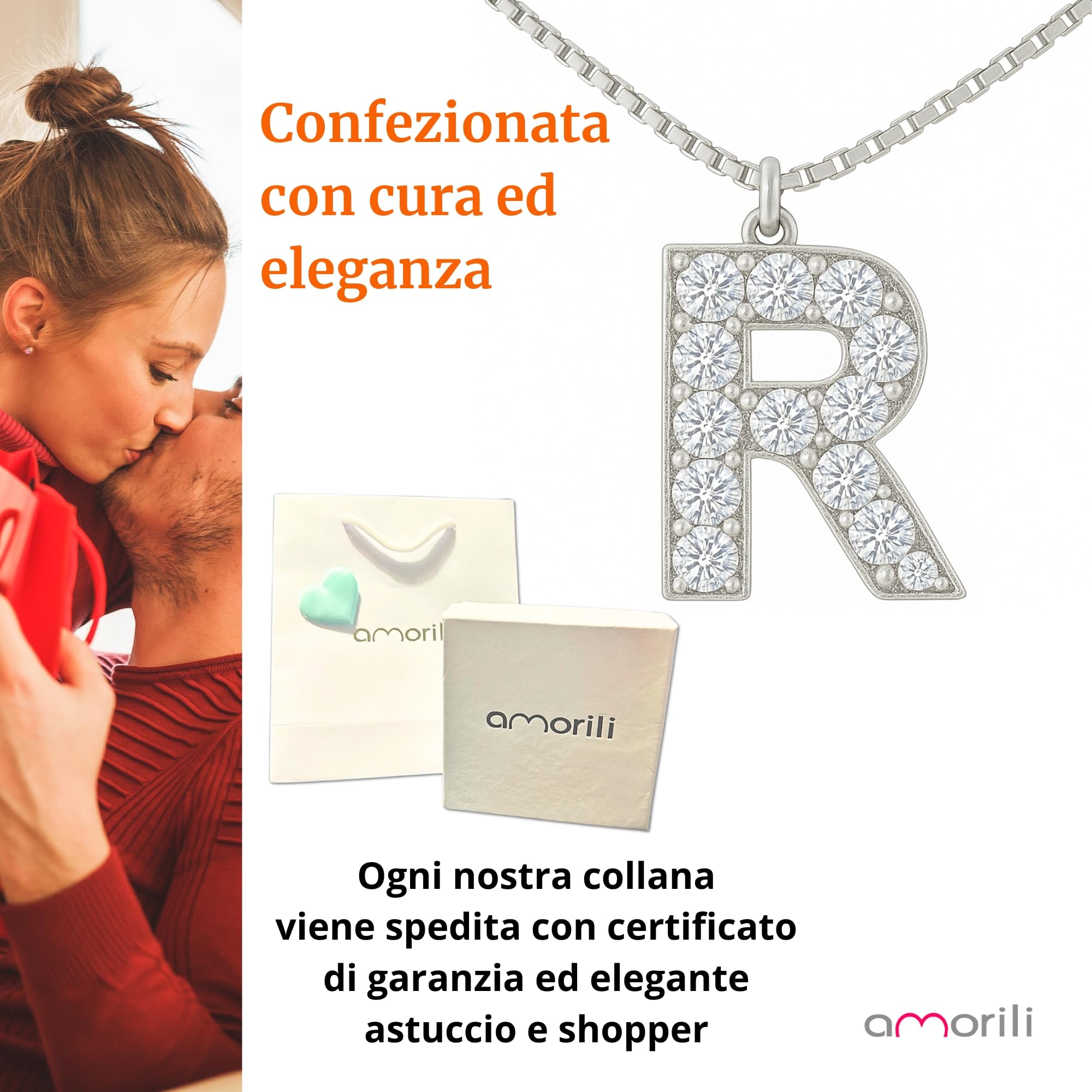 Collana Donna con Lettera Iniziale in Argento 925 e Zirconi Luminosissimi – Collana Elegante Personalizzata Idea Regalo