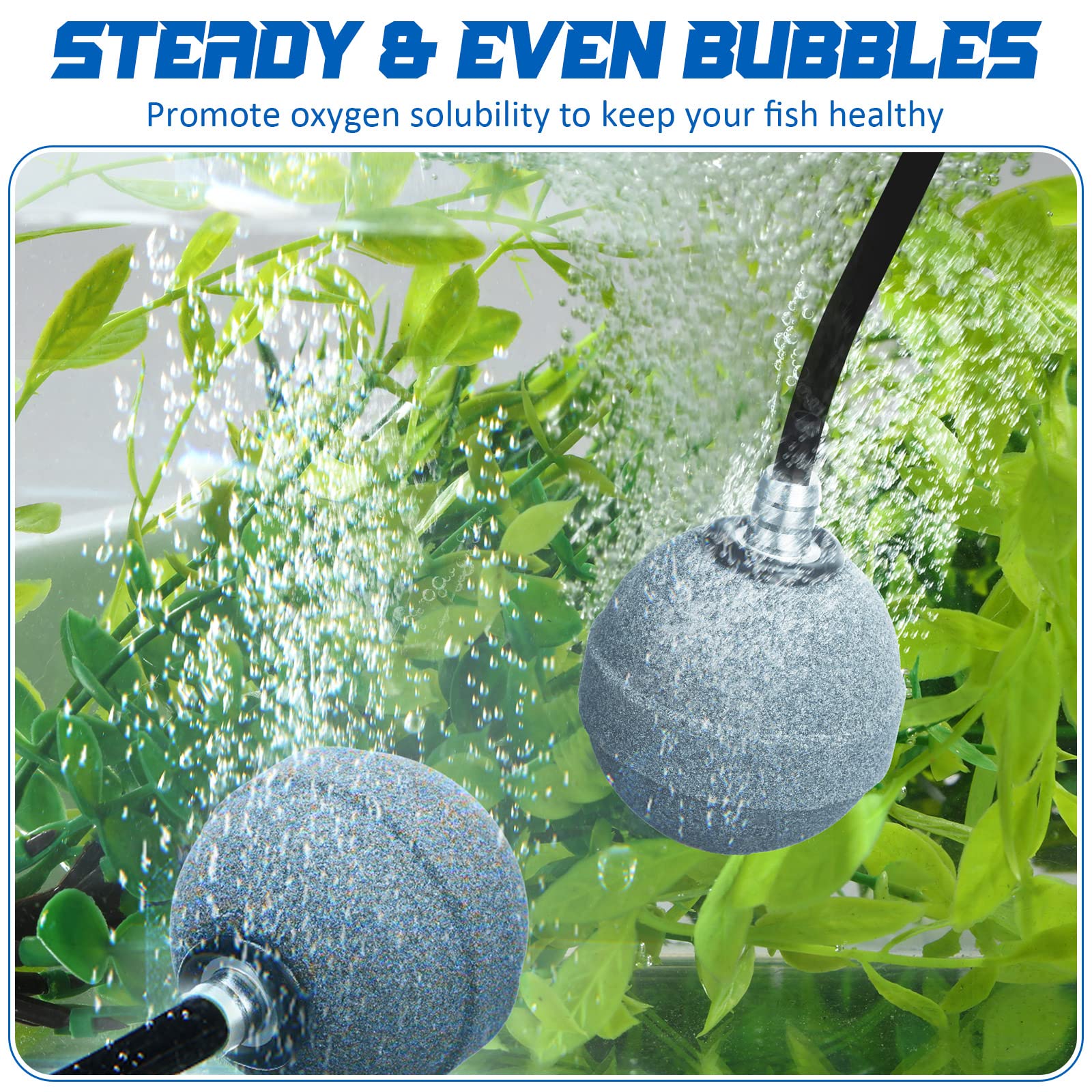 Lot de 10 diffuseurs de bulles pour aquarium - 5,1 cm - Pour pompe à air, aquarium, seaux, étangs et réservoirs DWC - Gris