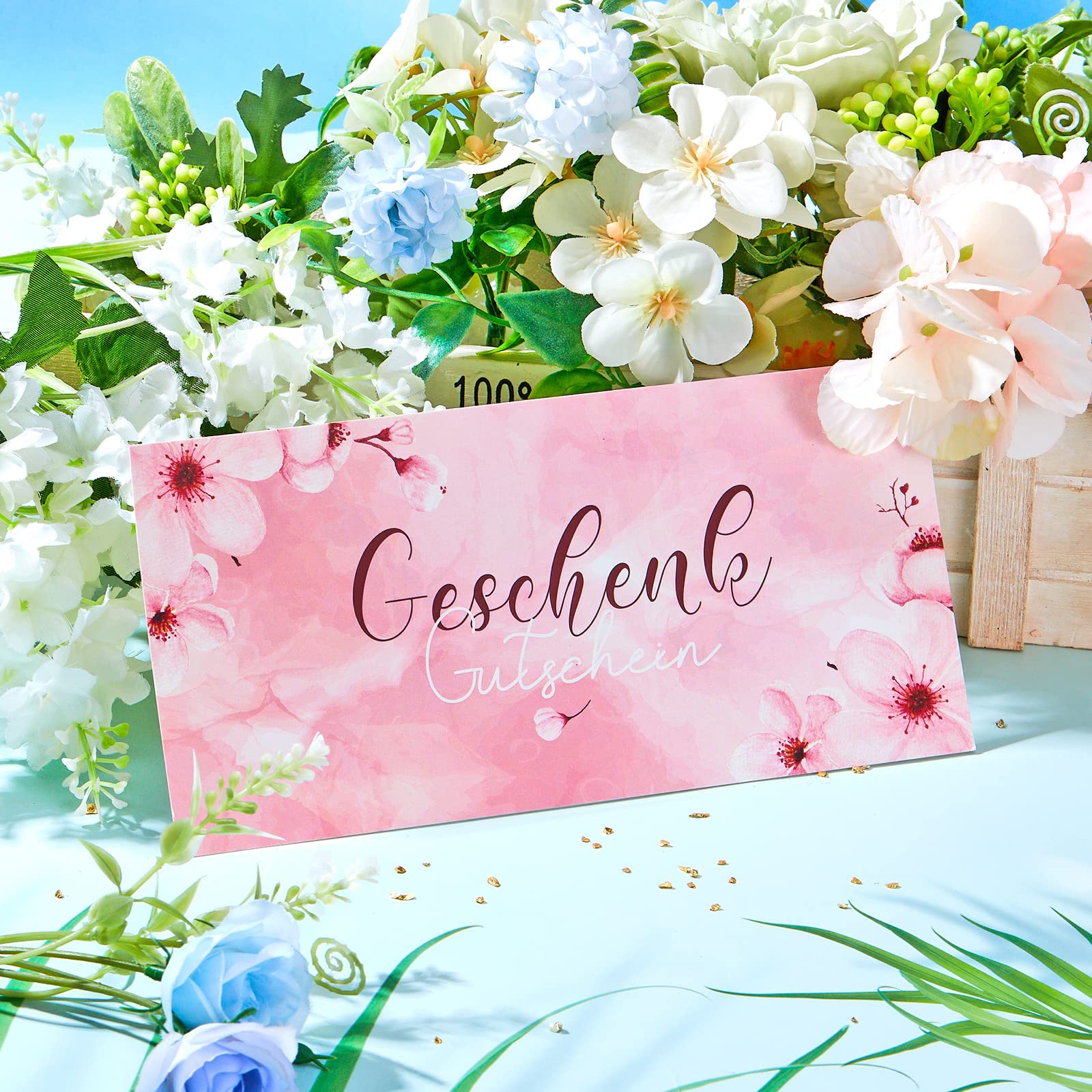 Patelai 50 Piezas de Vales de Regalo Cupón de Regalo en Blanco Floral Tarjetas de Cupón de 3,9 x 8,3 Pulgadas Certificados de Regalo para Negocios Tiendas Salón de Belleza Eventos de Boda Navidad