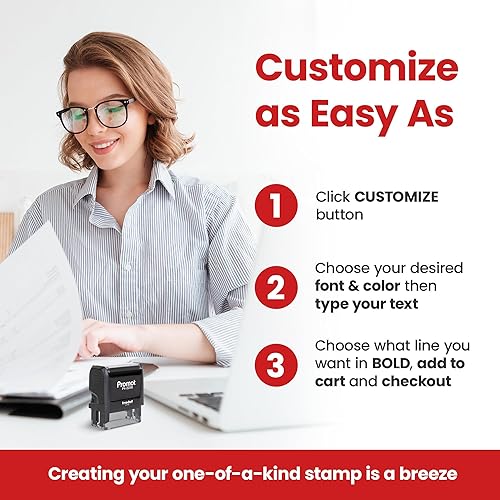 Vista 18 de Promot - Sello personalizado de 1 línea, sello de nombre personalizado para oficina, profesor, dirección y empresa, elige fuente, color de tinta