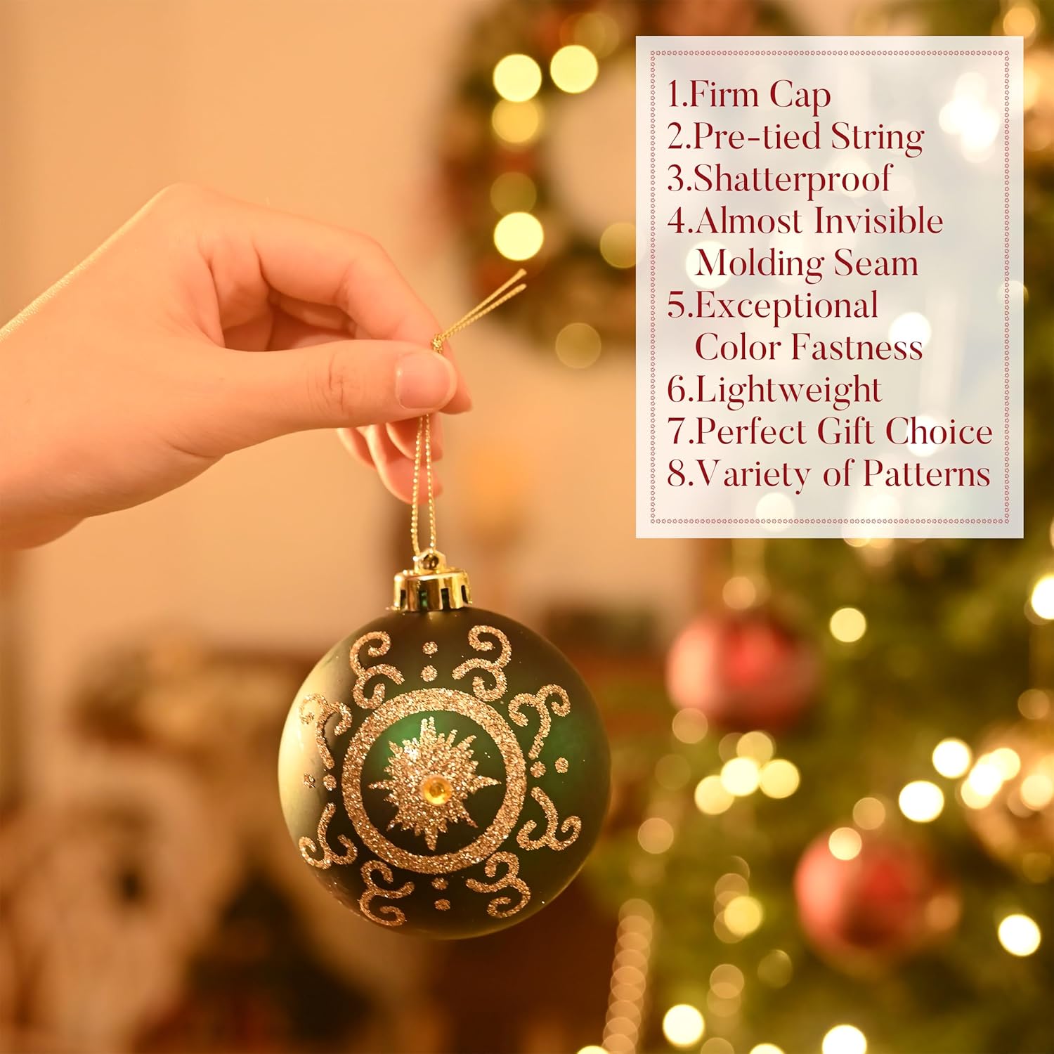 Valery Madelyn Ornaments for Christmas Tree Decorations, 16ct 3.15 Inches Red Green Blue and Gold Shatterproof Christmas Ornaments Set Bulk, Luxury Hanging Decor for Xmas Party Holiday