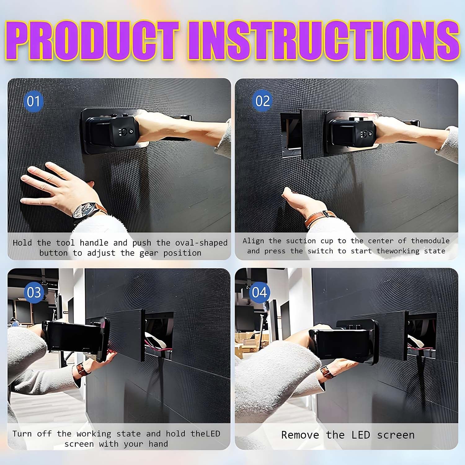 Levantador de succión de mano recargable para pantalla LED y pantalla curvada, mantenimiento frontal