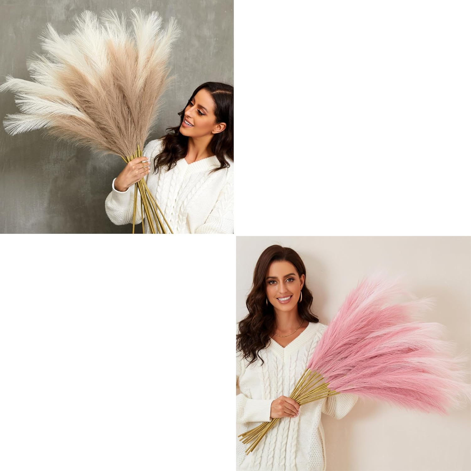 Faux Pampas Grass, 9 PCS 37''/3.1FT Tall Fluffy Fake Pompas Floral, Large Artificial Pompous Grass Branches for Floor Vase Fillers, Boho Farmhouse Room Wedding Decor