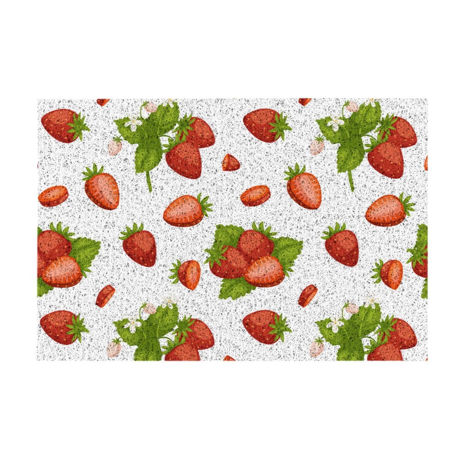Paillasson en PVC absorbant avec motif feuille de fraise et base sécurité