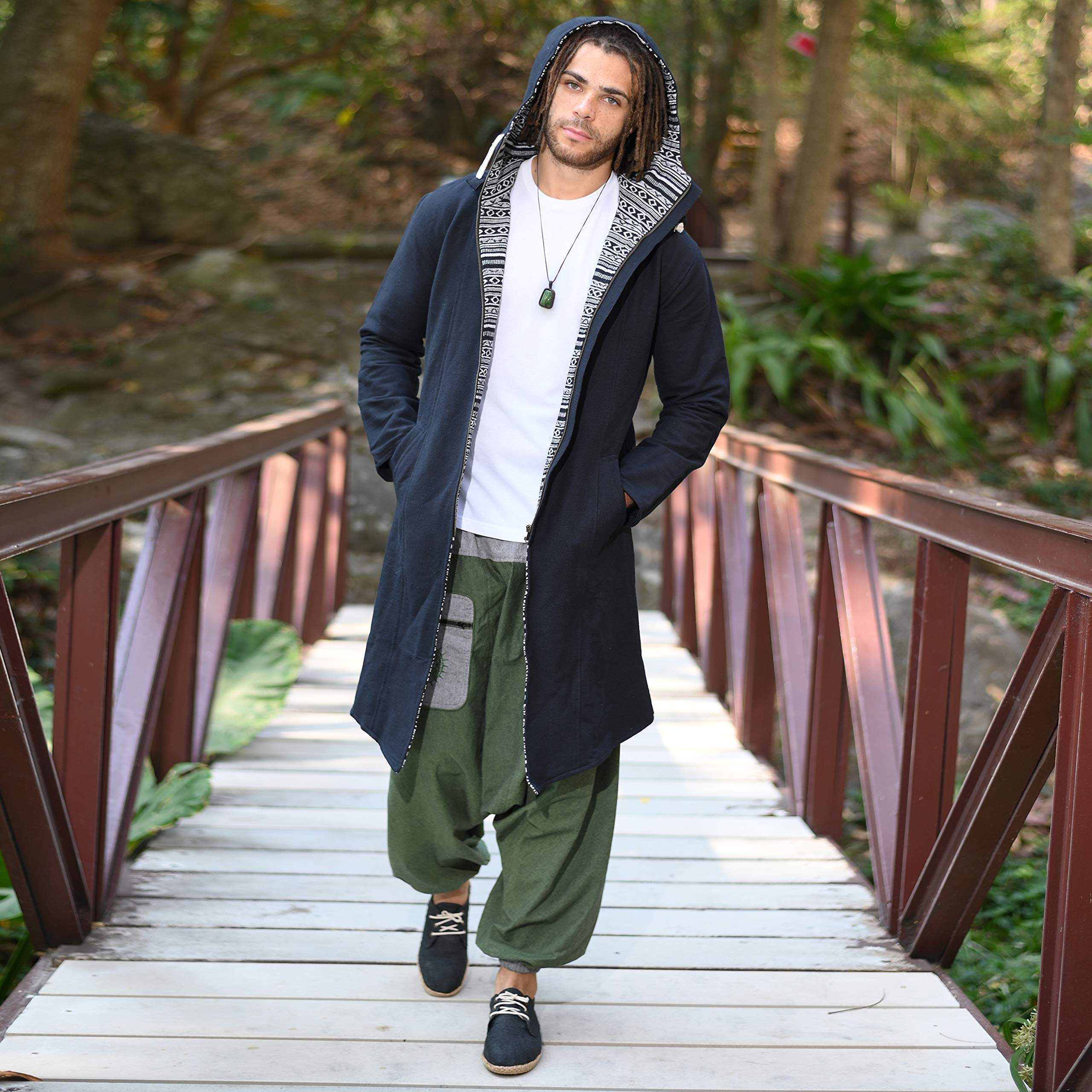 virblatt - felpa Baja | 100% cotone | felpa uomo cappuccio etnica baja hippie goa felpe invernali giacca alternativa nepalese