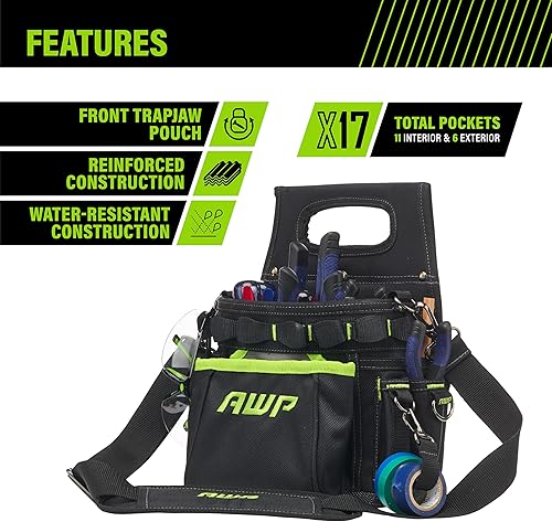 Miniatura 3 de Bolsa de herramientas AWP, bolsa de herramientas para electricista, organizador multibolsillo profesional premium