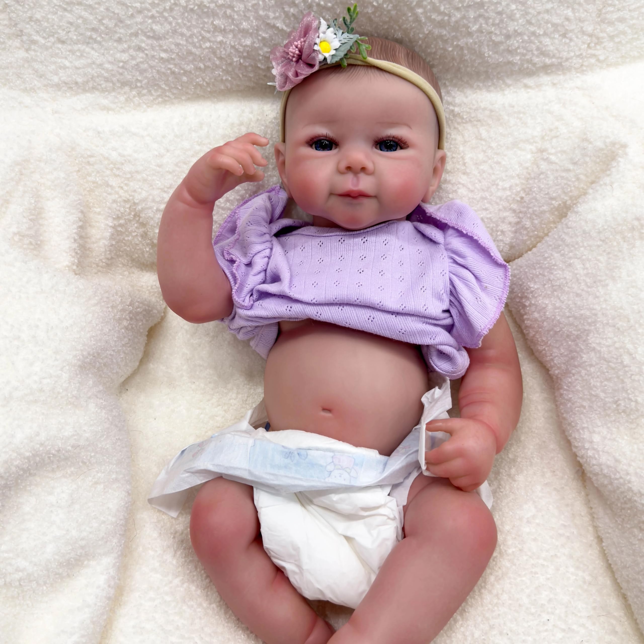 YIHANGG Muñecas Reborn con Todo el Cuerpo de Silicona Niña 48cm Bebés Reborn Entero Realistas y Recién Nacida Cumpleaños (Purple)