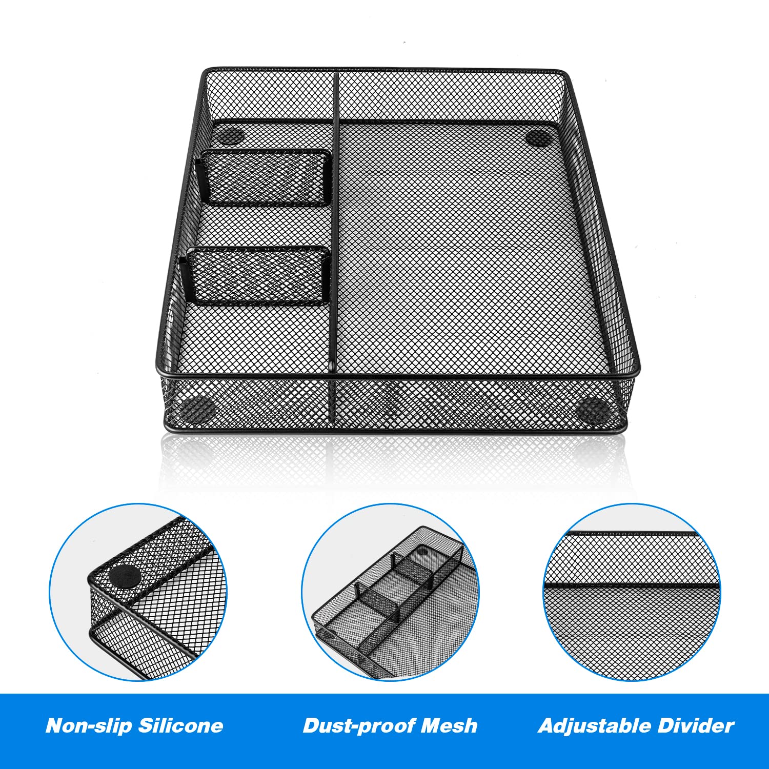 VyGrow Schreibtisch-Organizer mit 4 Gittern, mit verstellbarer Trennwand, 2 Stück