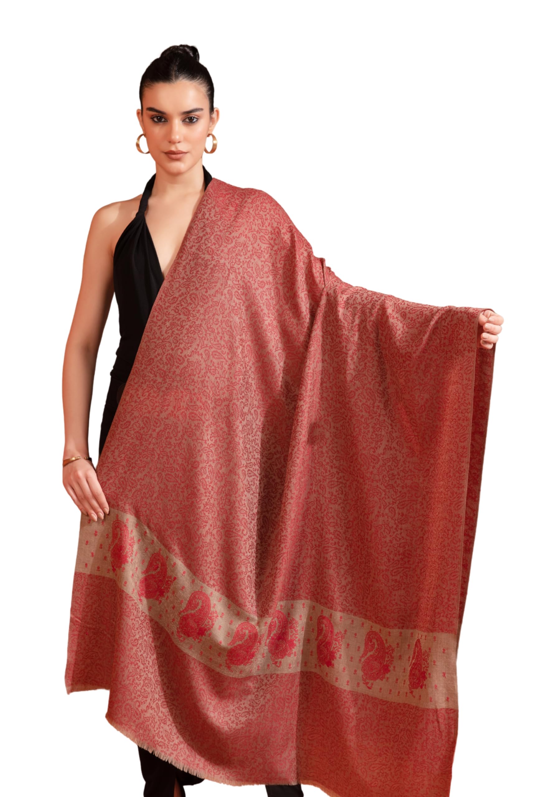 pashtush Extra Fine Wool Shawl, Tone On Tone Palla Embroidery Design-picture-26