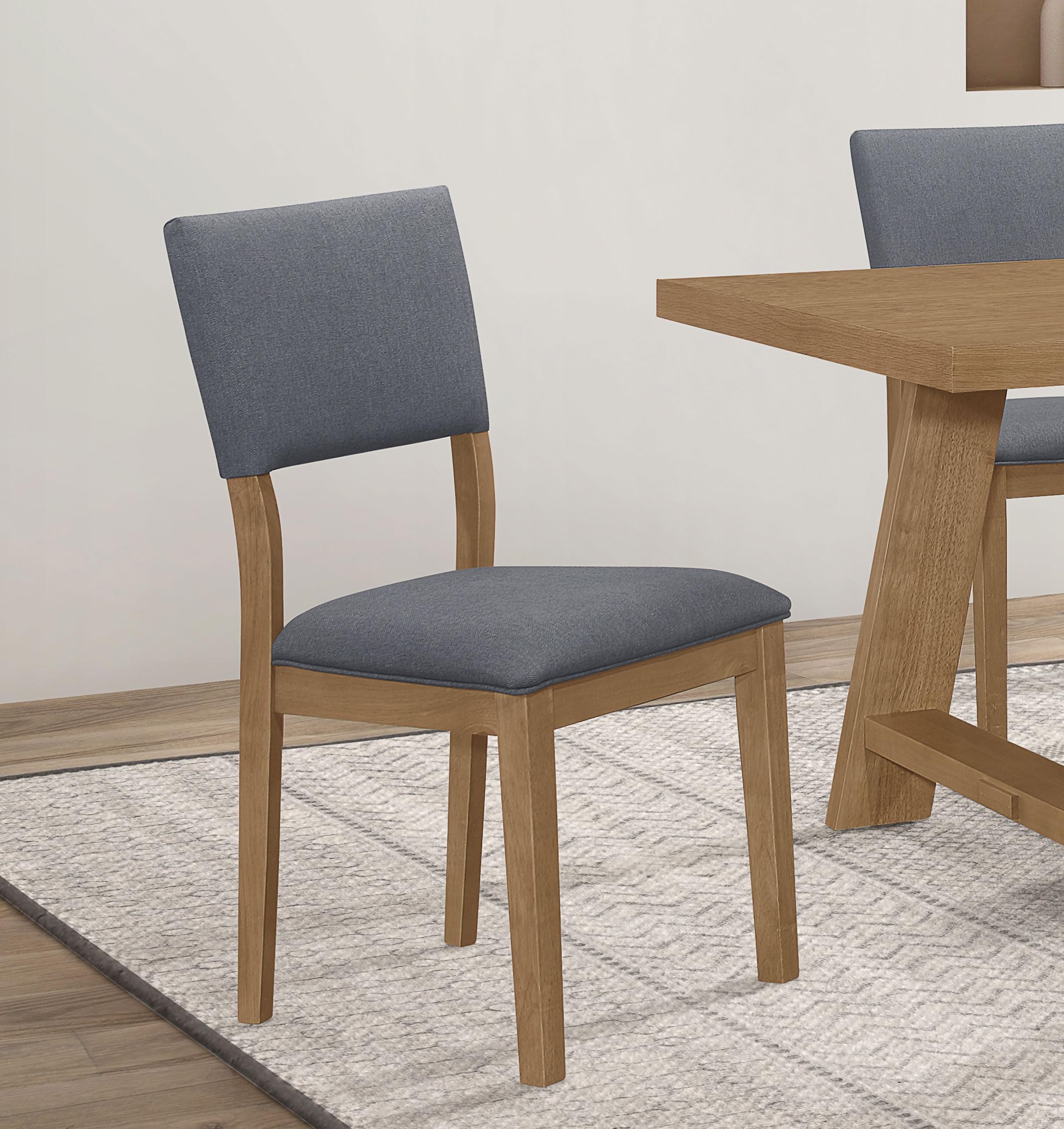Coaster Home Furnishings - Sharon - Asian Hardwood - Set of 4 Upholstered Wood Dining Side Chairs with Foam-Padded Seats and Upholstered High Backrests - Dining Room - Blue and Brown - 104172
