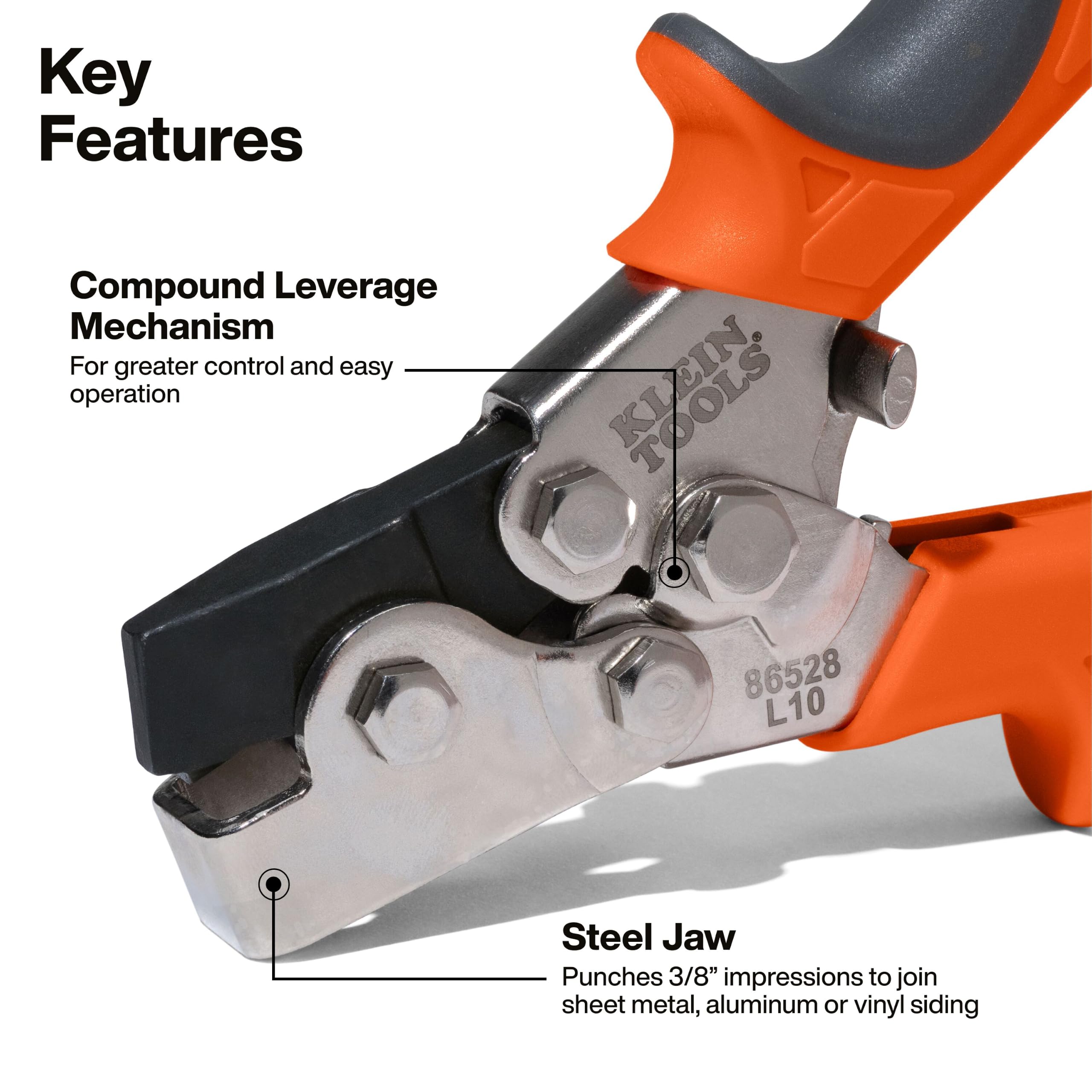 Klein Tools 86528 Punch Set, Snap Lock Punch Tool for Sheet Metal
