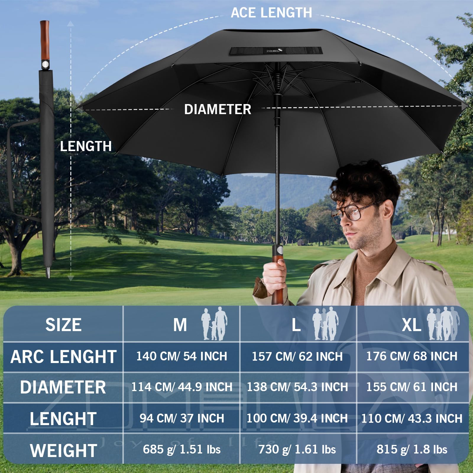 ZOMAKE Golf Umbrella Windproof and Rainproof 54in, Large Umbrella Windproof Strong - Image 2