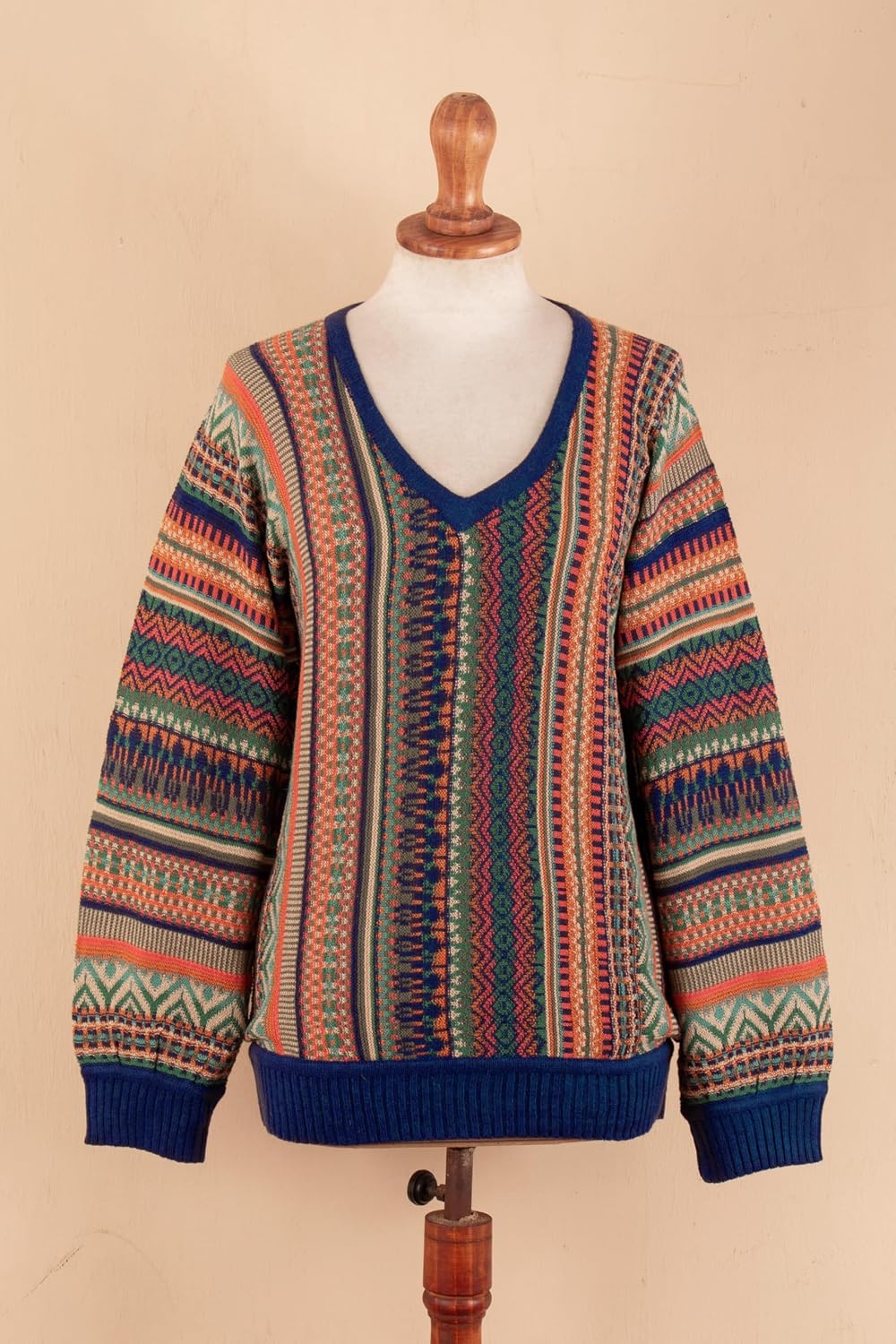 NOVICA Baby Alpaca Blend Pullover Sweater, 'Earthy Threads'
