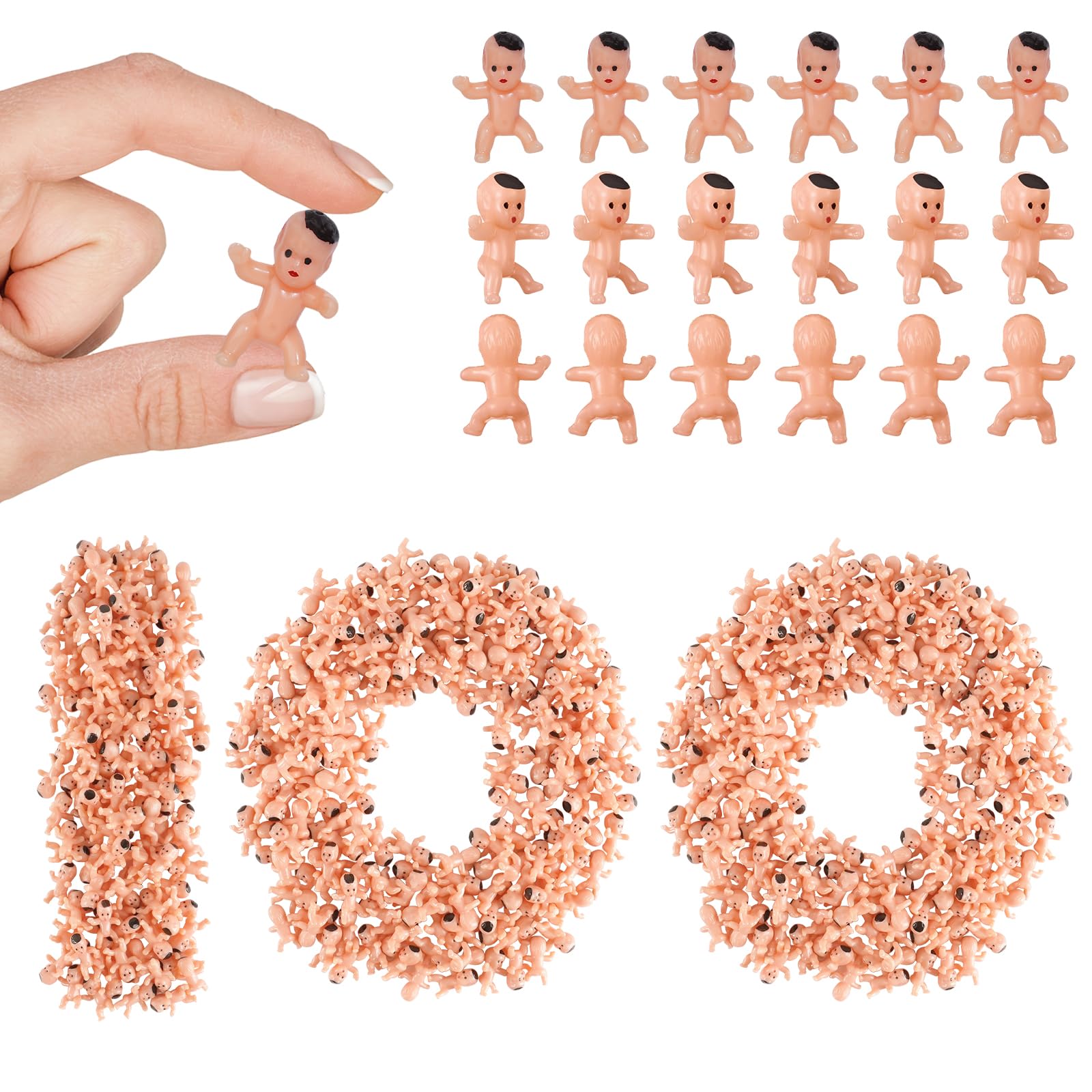 100PCS Mini Plastic Babies 1 Inch – Tiny Baby Shower Favors, King Cake Babies for Mardi Gras, Party Decorations, Ice Cube Game, Reusable Cute Mini Baby Figures