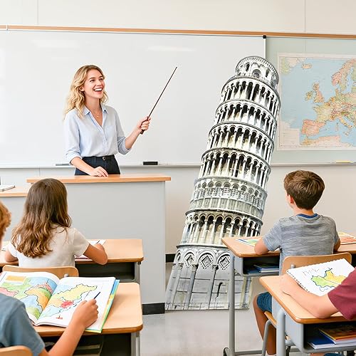 Miniatura 5 de Figura de Cartón de la Torre de Pisa de 70.8", Recorte de Pie de la Torre de Pisa de Tamaño Real, Accesorio de Cabina de Fotos de Italia, Fondo