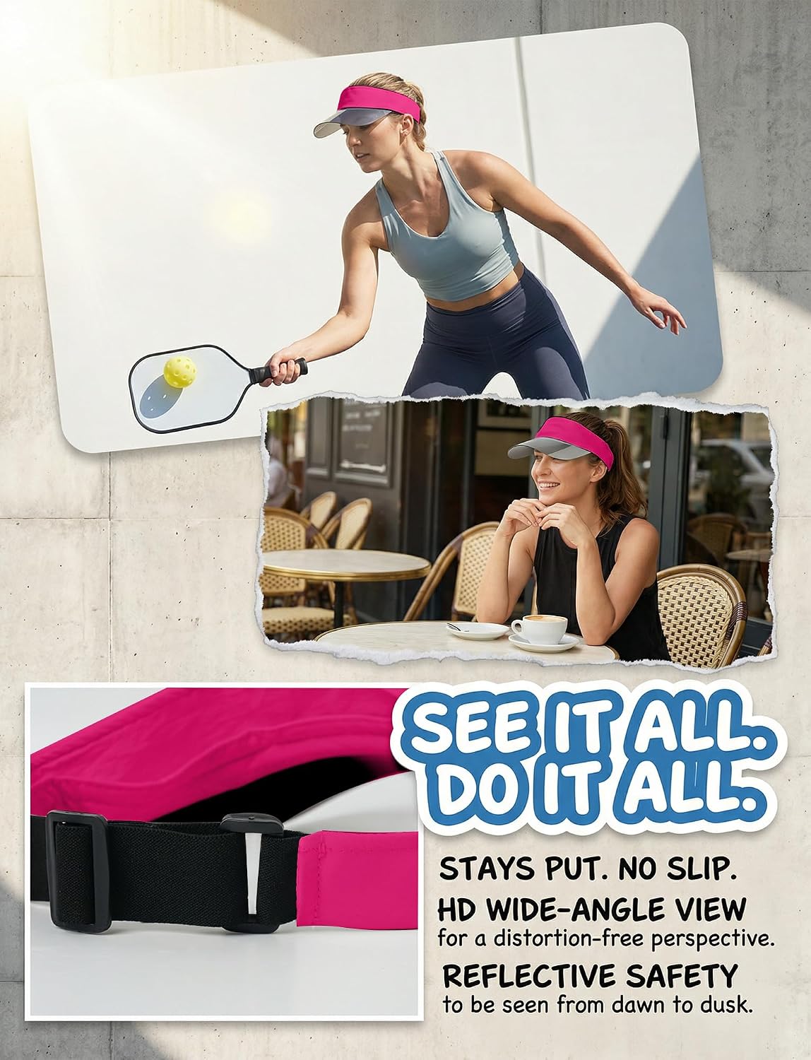 SEAUR Clear Sun Visor Hat for Women Men UPF 50+ Transparent Brim Elastic Adjustable Headband for Golf Tennis Running image 5