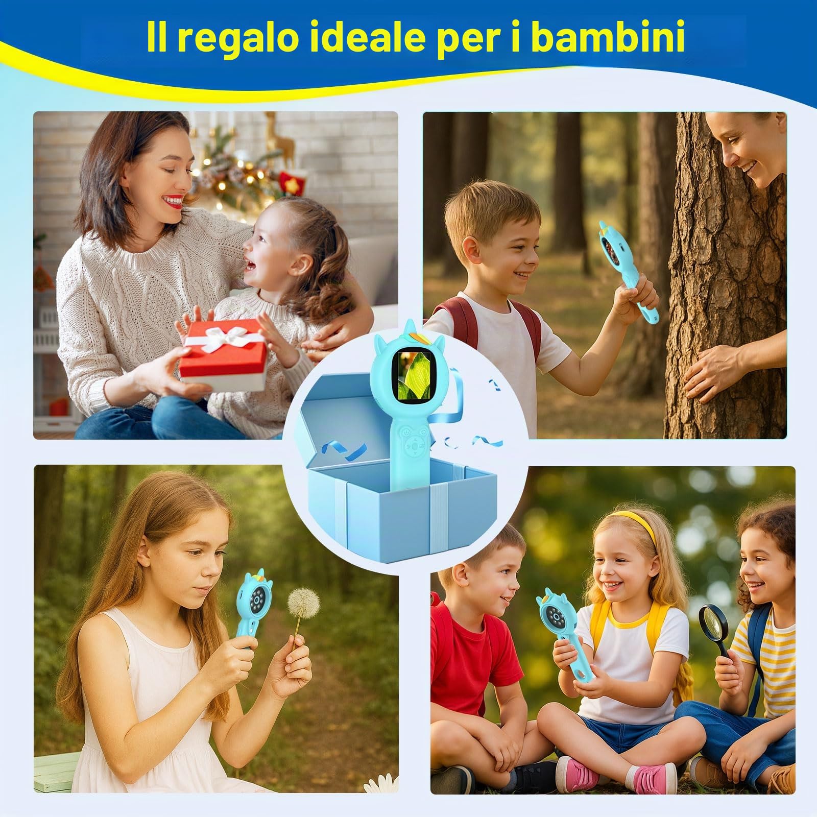 Microscopio per bambini Mini portatile con schermo: lente d'ingrandimento digitale portatile 500X con fotocamera HD - Giocattoli regalo per bambini da 3 a 12 anni, Monete, Piante, Scheda SD da 32 GB