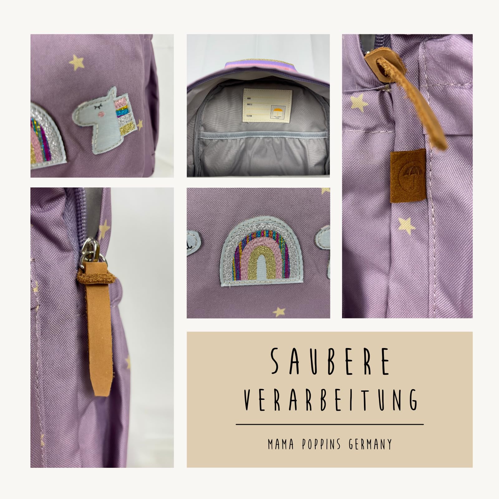 Kindergartenrucksack ab 3 Jahre | Mint mit Glückskind Patch