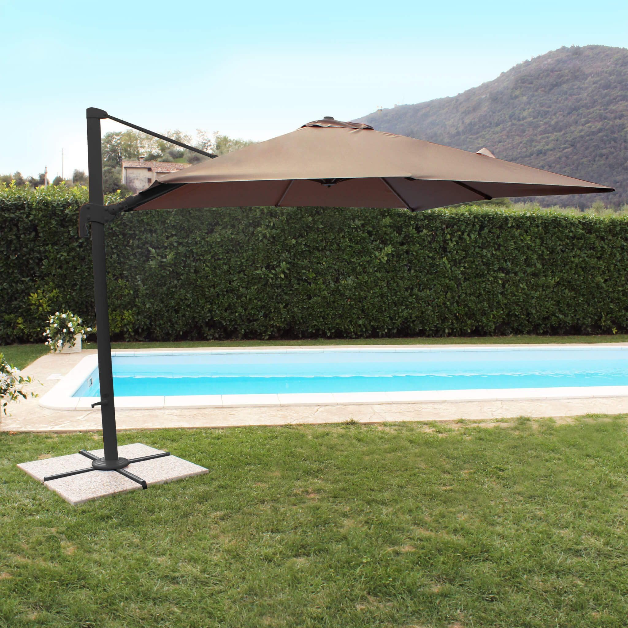 milani home - ombrellone decentrato 3x3 in alluminio per giardino m 3 x 3