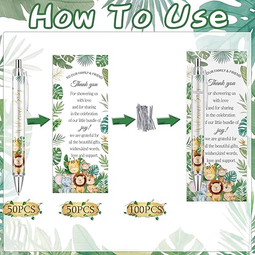 Miniatura 3 de 50 juegos de bolígrafos para baby shower, regalos para invitados, incluye 50 bolígrafos de papel rodante y 50 marcadores de felicitación de