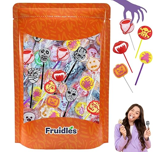 Caramelos de paletas de tatuajes de Halloween, paquete variado, ideal para rellenos de bolsas de fiesta, envueltos individualmente (2 libras)