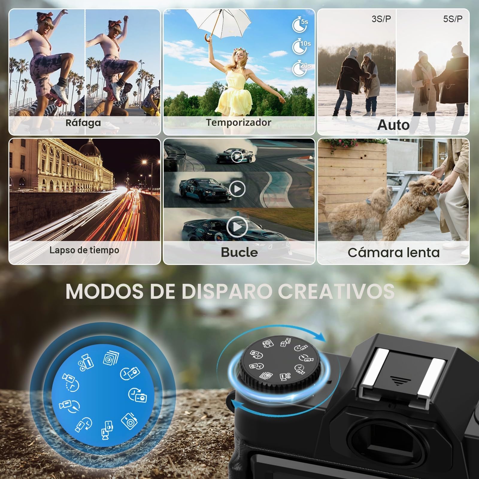 Camara Digital 6K 64MP para Vlogging con WiFi, Tarjeta TF de 64 GB, Micrófono, Enfoque Automático, Zoom 16X. Camara de Fotos Digital Compacta para YouTube, Principiantes, Objetivo Macro y Gran Angular