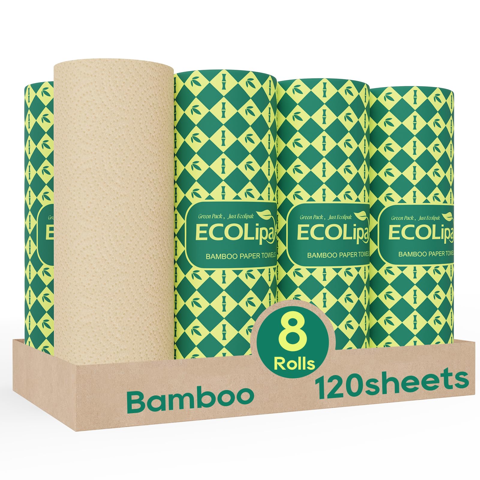 ECOLipak Bamboo Paper Towels 8 Rolls