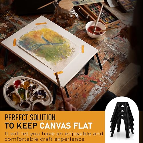 Miniatura 3 de SplashNColor - Paquete de 4 soportes de lona para verter pintura, elevadores de pies de lona, soporte de herramientas para verter pintura acrílica,