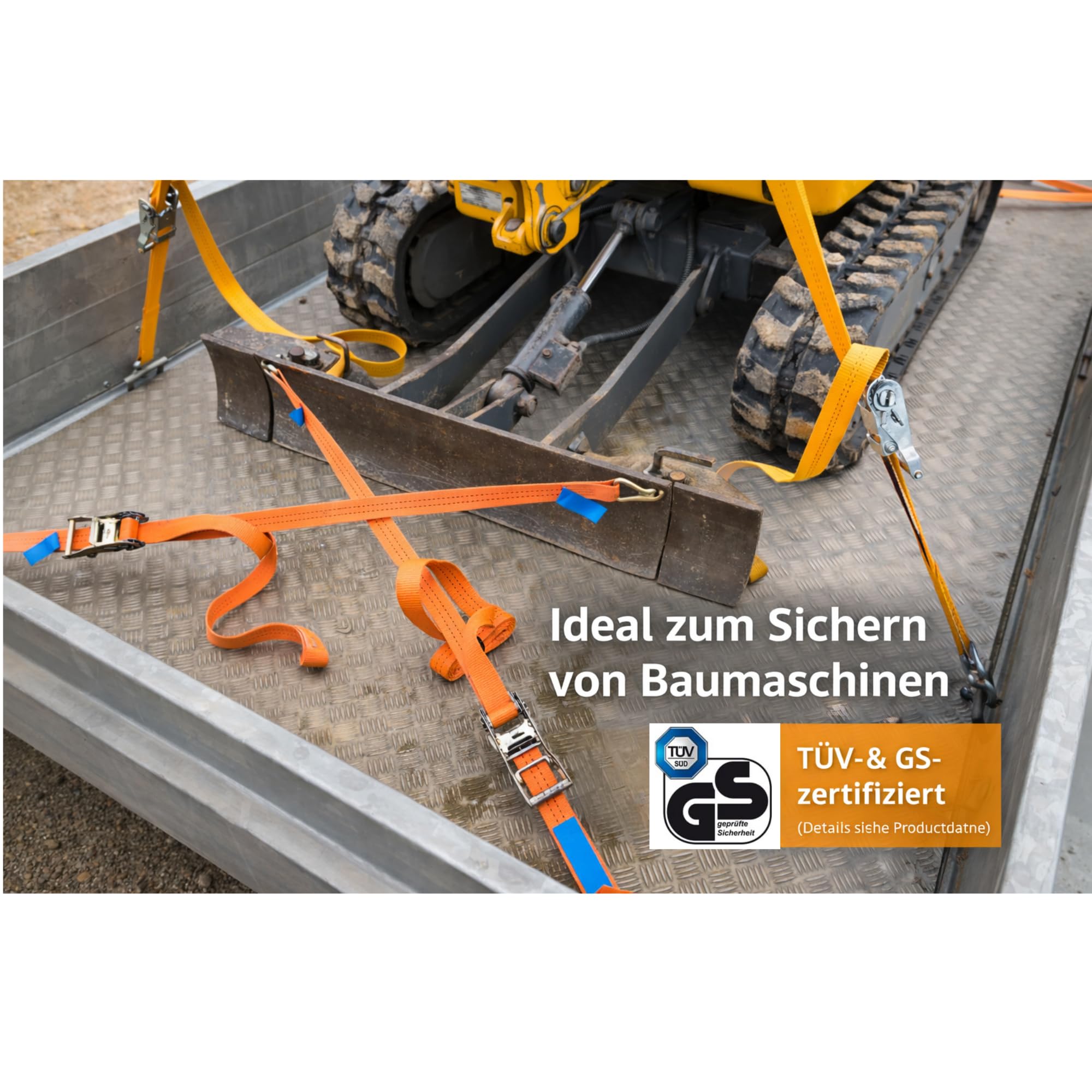 Spanngurte mit Ratsche 3000KG 10stück 6m - 50mm Ratschen Set und Haken TÜV GS DIN EN 12195-2